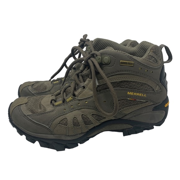 Merrell Vibram Gore-Tex Hiking Boots Olive Khaki Waterproof Trail Shoes 8 - Picture 6 of 15